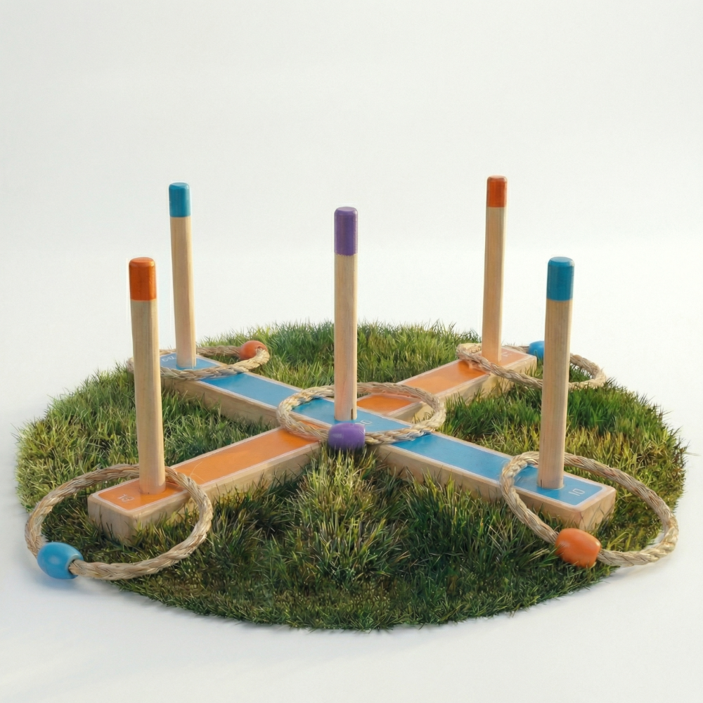 Outdoor Ringwurfspiel aus Holz inkl. 5 Wurfringen