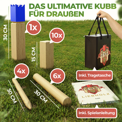 Kubb Wikingerspiel [Premium] Sonderedition mit blauer Krone