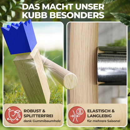 Kubb Wikingerspiel [Premium] Sonderedition mit blauer Krone