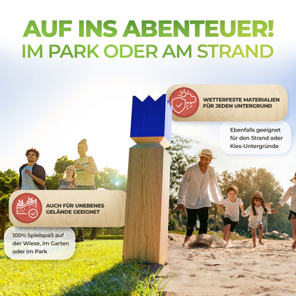 Kubb Wikingerspiel [Premium] Sonderedition mit blauer Krone