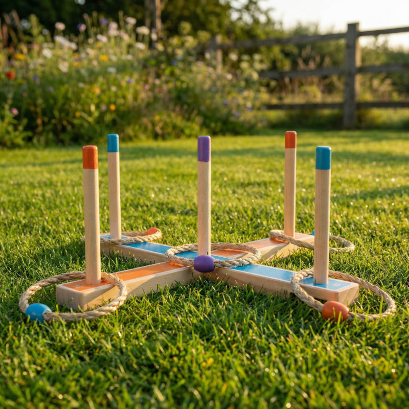 Outdoor Ringwurfspiel aus Holz inkl. 5 Wurfringen