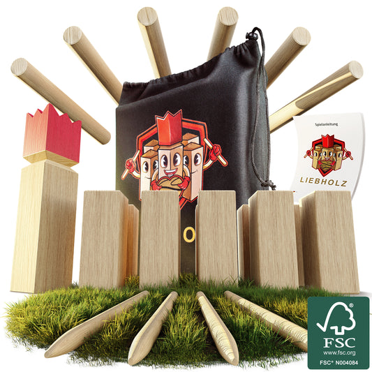 Kubb Wikinger Wurfspiel [Größe L] - spannendes Outdoorspiel für Kinder und Erwachsene