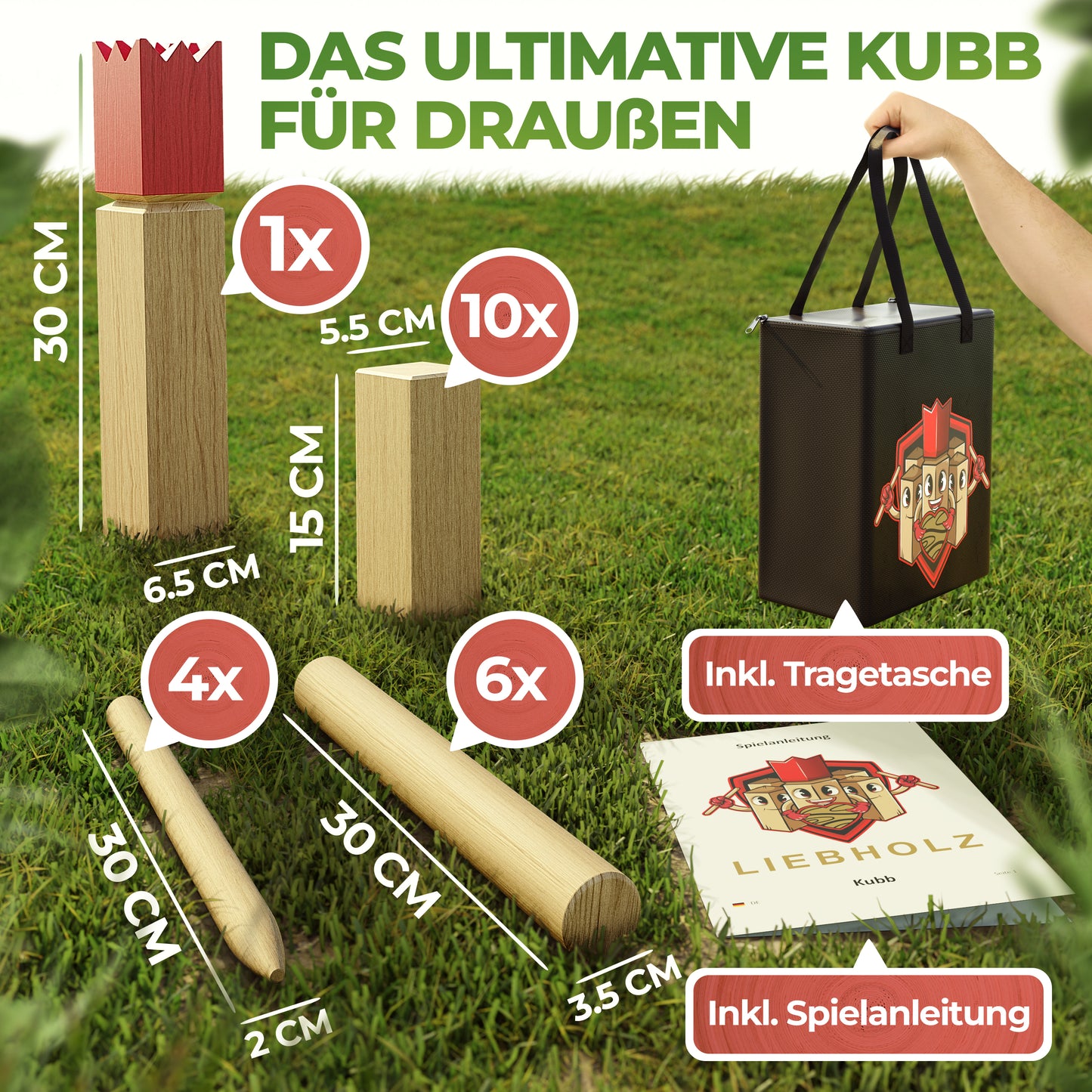Kubb Wikinger Wurfspiel 2er Set [Größe L & XL]