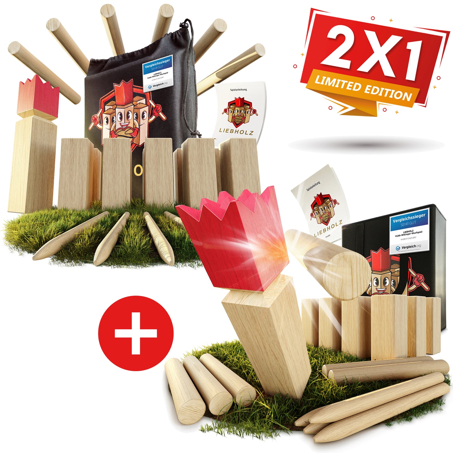 Kubb Wikingerspiel 2er Set [Basic + Premium]