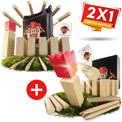 Jac & Mok Kubb Spielset - Hartholz Wikinger Spiele mit Gummiholzkiste -KUBB Werfen Outdoor Spiele (Verordnung, Roter König Jac & Mok Kubb Spielset - Hartholz Wikinger Spiele mit Gummiholzkiste -KUBB Werfen Outdoor Spiele (Verordnung, Roter König
