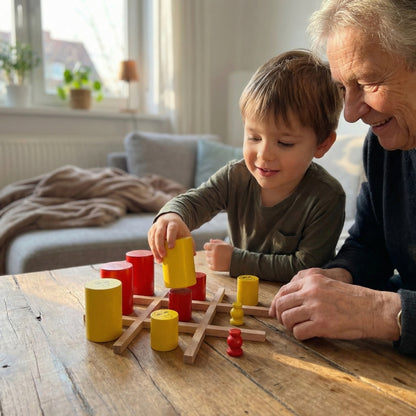 Tic Tac Toe Extrem aus Holz - Strategiespiel für Kinder und Erwachsene
