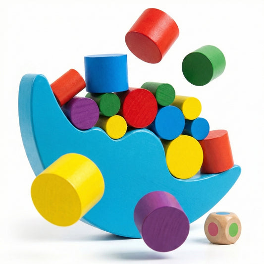 Mond Balancier Spiel aus Holz - Montessori Spielzeug für Kinder