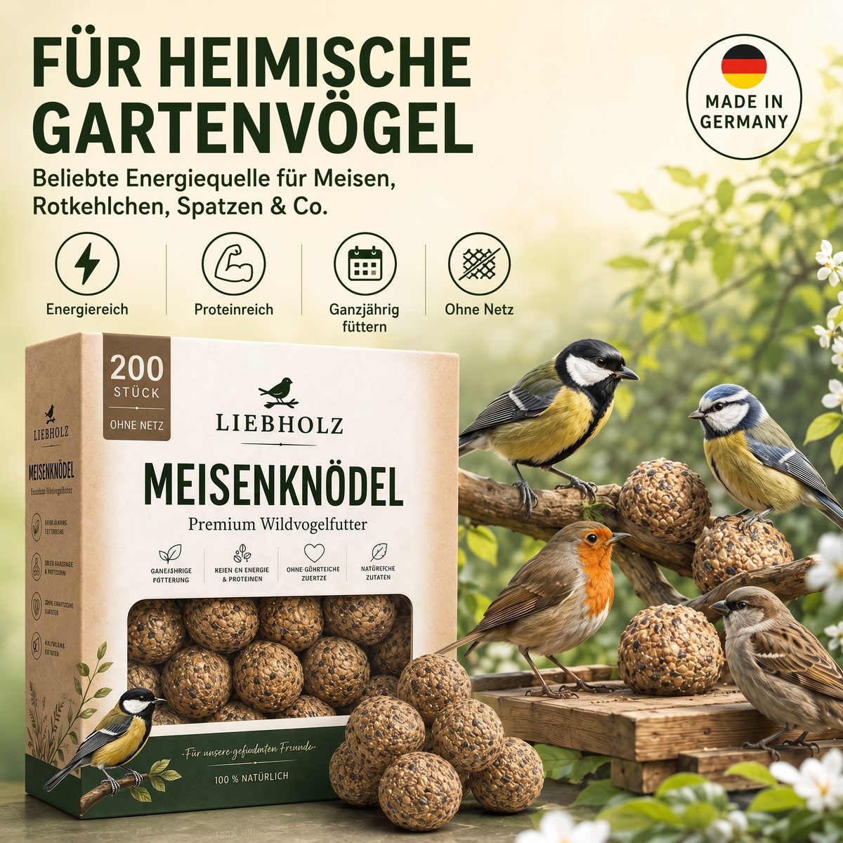 Meisenknödel ohne Netz (200 Stück)